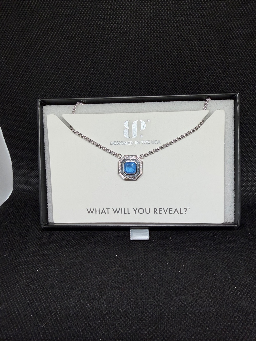 Ocean Blue on Rhodium Necklace